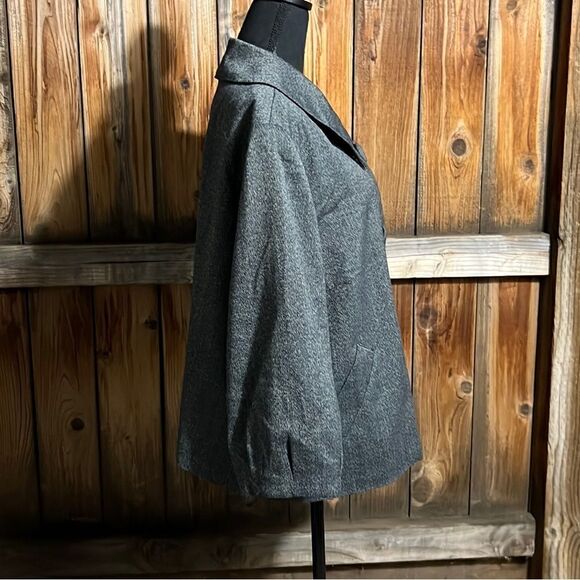 Sharagano Studio Woman plus blazer knit gray black 3/4 sleeves pockets 24W - Picture 5 of 6
